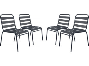 Set di 4 sedie da giardino impilabili in metallo "Bilbao" - Grigio