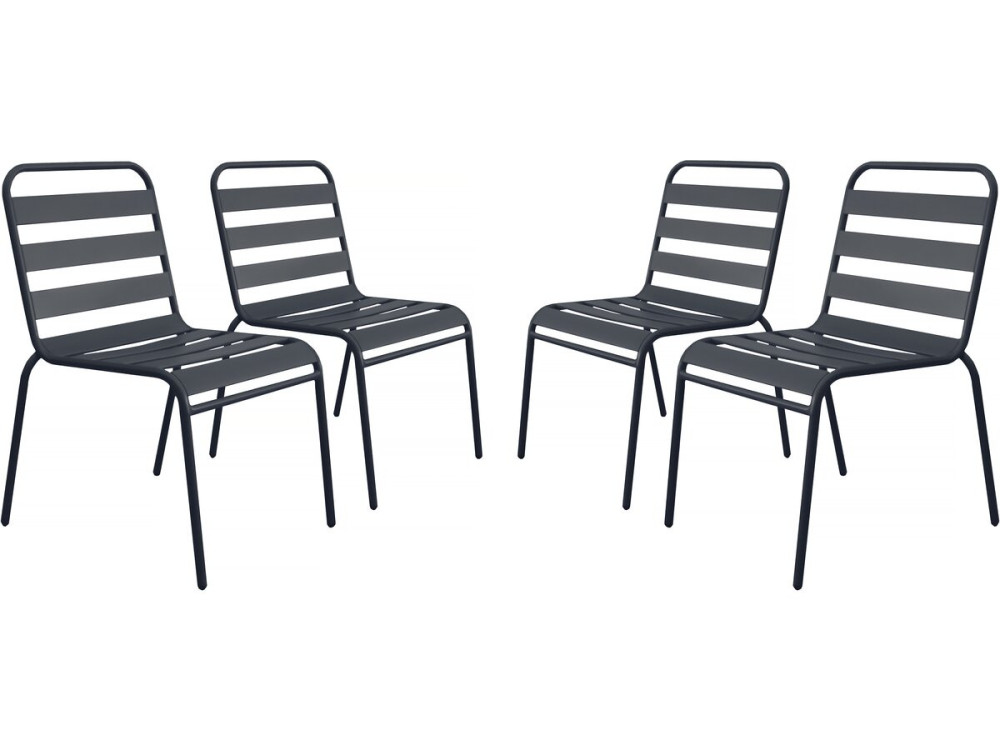Set di 4 sedie da giardino impilabili in metallo "Bilbao" - Grigio