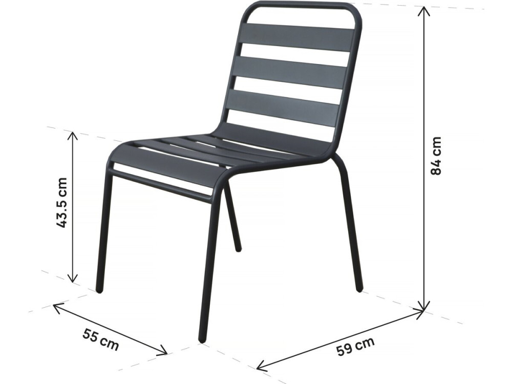 Set di 4 sedie da giardino impilabili in metallo "Bilbao" - Grigio