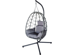 Sedia a uovo "Cosi" in rattan - 99 x 92 x 194 cm - Grigio