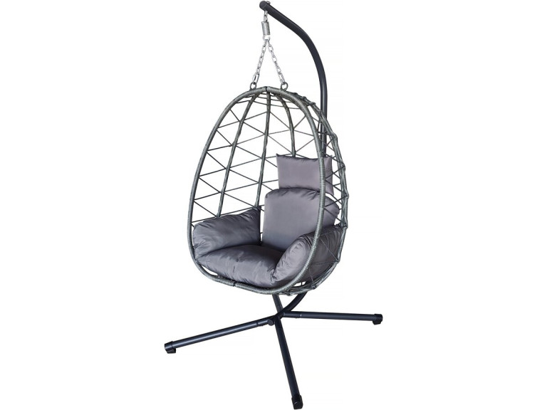 Sedia a uovo "Cosi" in rattan - 99 x 92 x 194 cm - Grigio