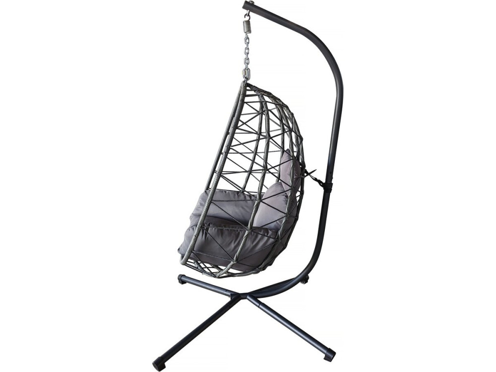 Sedia a uovo "Cosi" in rattan - 99 x 92 x 194 cm - Grigio