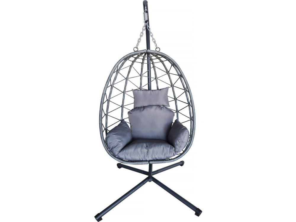 Sedia a uovo "Cosi" in rattan - 99 x 92 x 194 cm - Grigio