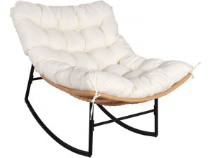 Sedia a dondolo "Papaya" con cuscino per interni/esterni - Beige