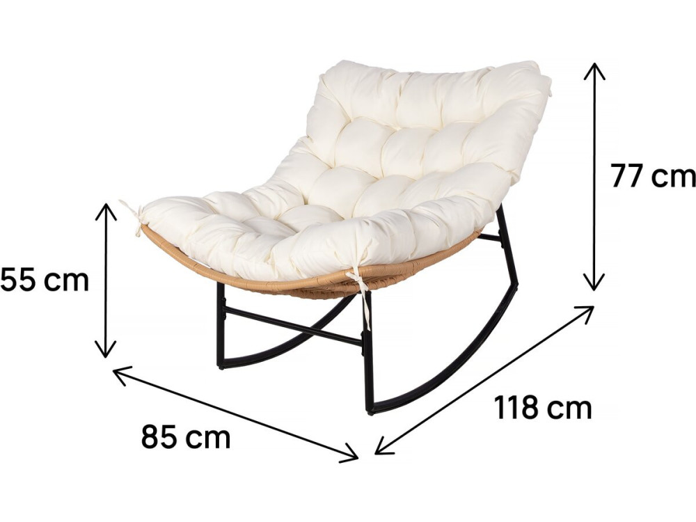 Sedia a dondolo "Papaya" con cuscino per interni/esterni - Beige