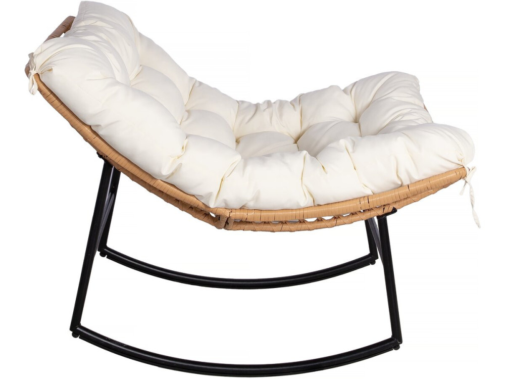 Sedia a dondolo "Papaya" con cuscino per interni/esterni - Beige