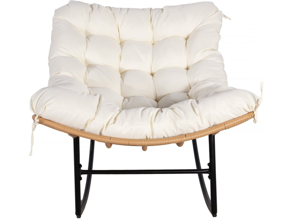 Sedia a dondolo "Papaya" con cuscino per interni/esterni - Beige