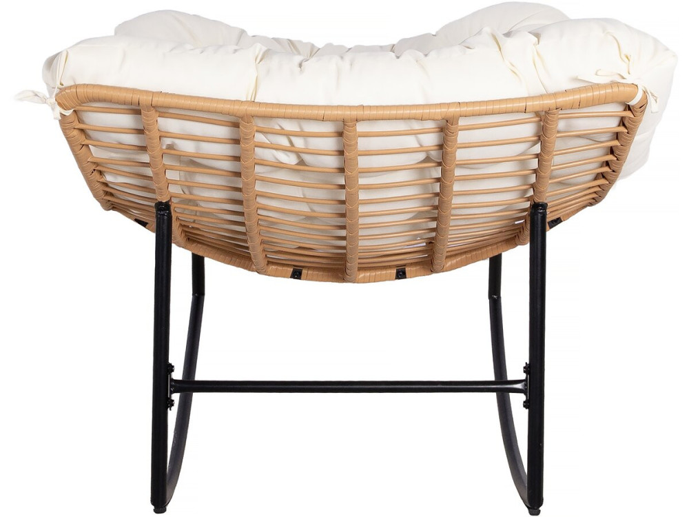 Sedia a dondolo "Papaya" con cuscino per interni/esterni - Beige