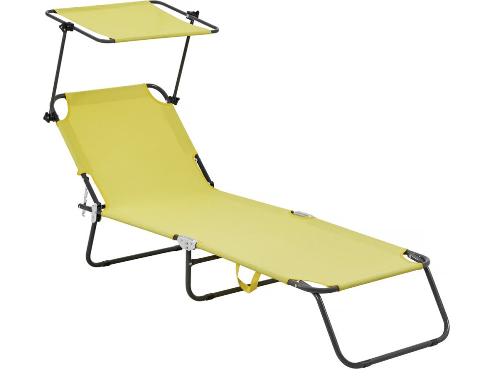 Lettino prendisole pieghevole "Lazy" - Con parasole - Giallo