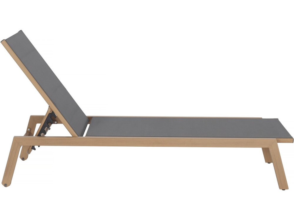 Lettino prendisole in alluminio effetto legno "Elysia" - Grigio