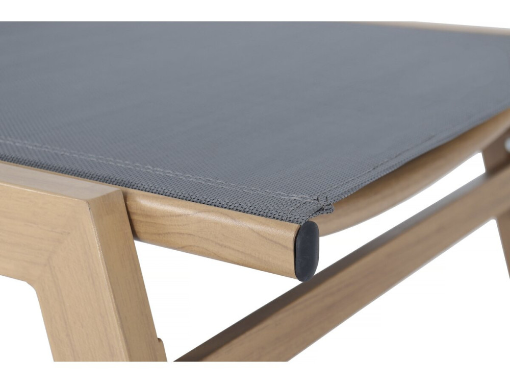 Lettino prendisole in alluminio effetto legno "Elysia" - Grigio