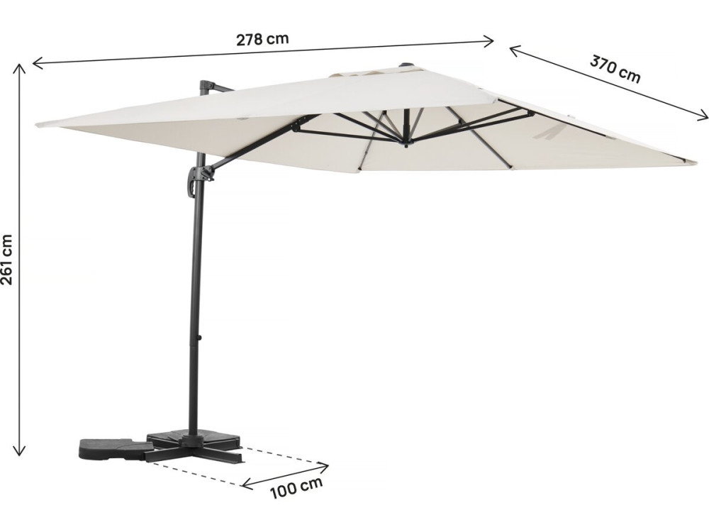 Ombrellone da giardino in alluminio decentrato "Sky 4" - 3 x 4 m - Ecru