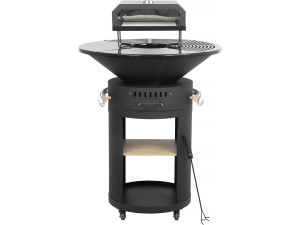 Braciere plancha per barbecue con forno per pizza "César premium" - Ø 81 cm - Nero
