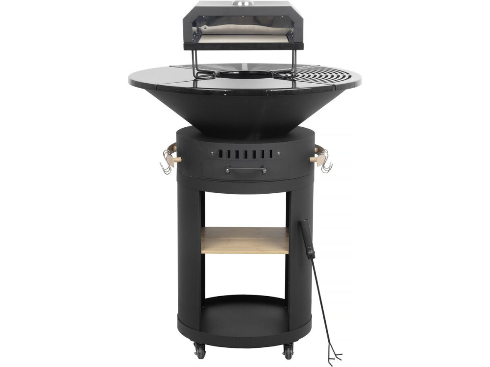 Braciere plancha per barbecue con forno per pizza "César premium" - Ø 81 cm - Nero