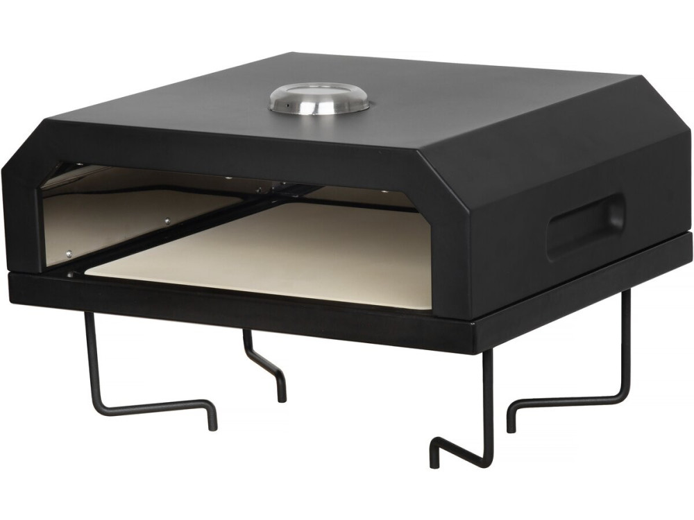 Braciere plancha per barbecue con forno per pizza "César premium" - Ø 81 cm - Nero