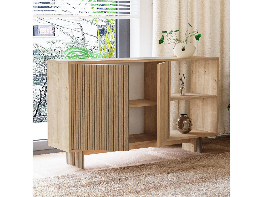 Credenza in legno "Ravello" - 140 x 35 x 80 cm - Beige