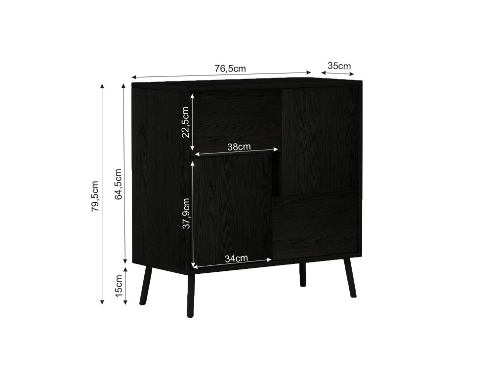 Armadio multiuso in legno "Darien" - 76,5 x 35 x 79,5 cm - Legno nero