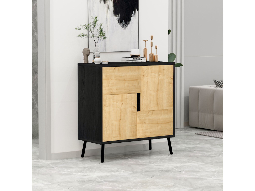 Armadio multiuso in legno "Darien" - 76,5 x 35 x 79,5 cm - Legno nero