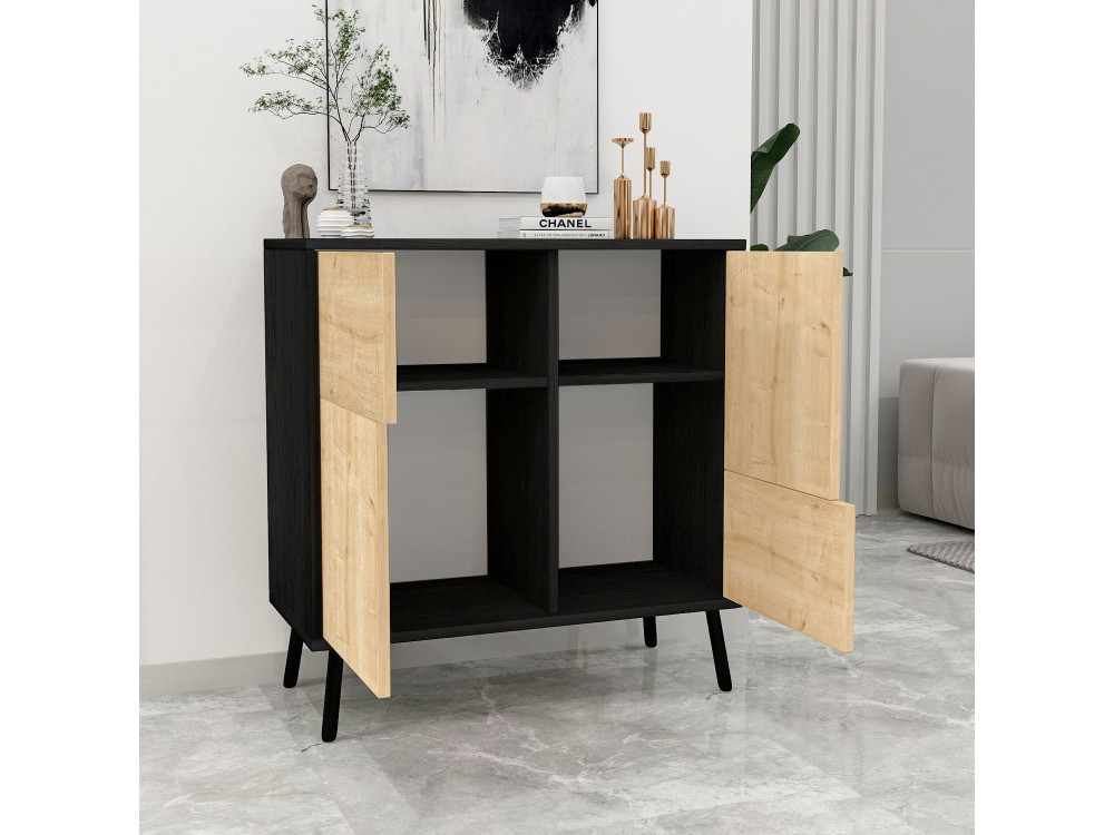 Armadio multiuso in legno "Darien" - 76,5 x 35 x 79,5 cm - Legno nero