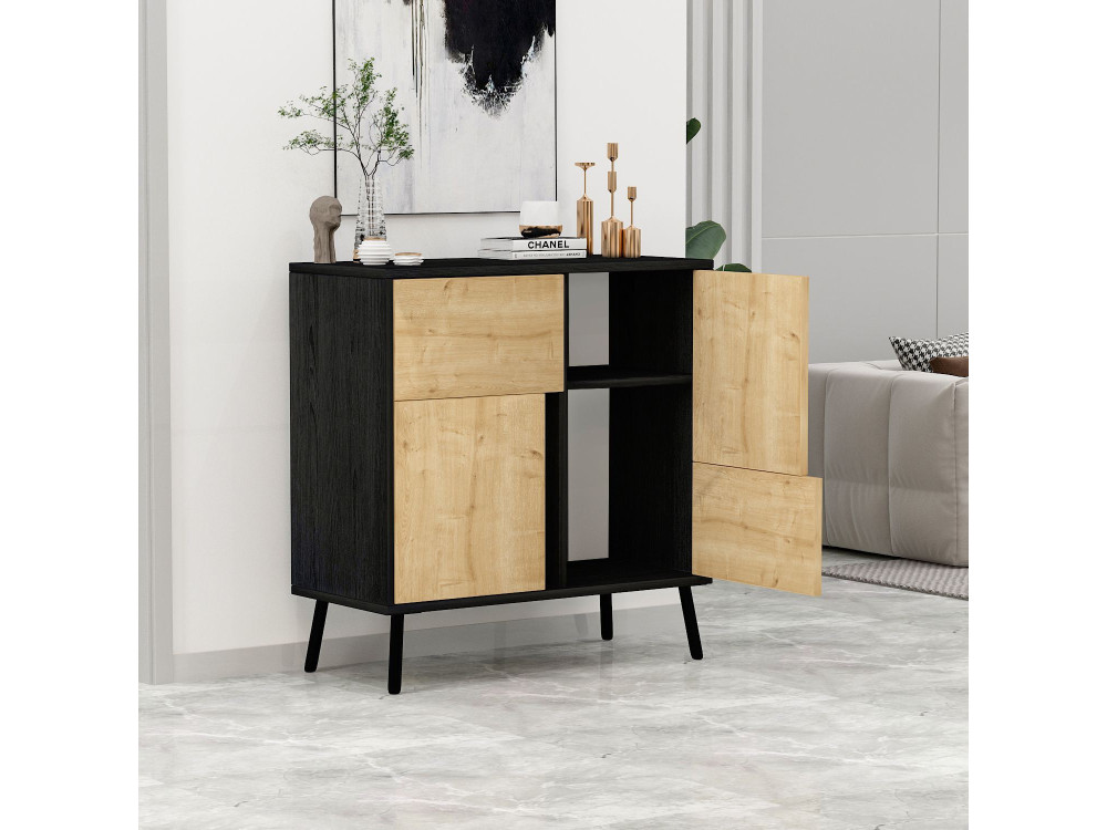 Armadio multiuso in legno "Darien" - 76,5 x 35 x 79,5 cm - Legno nero