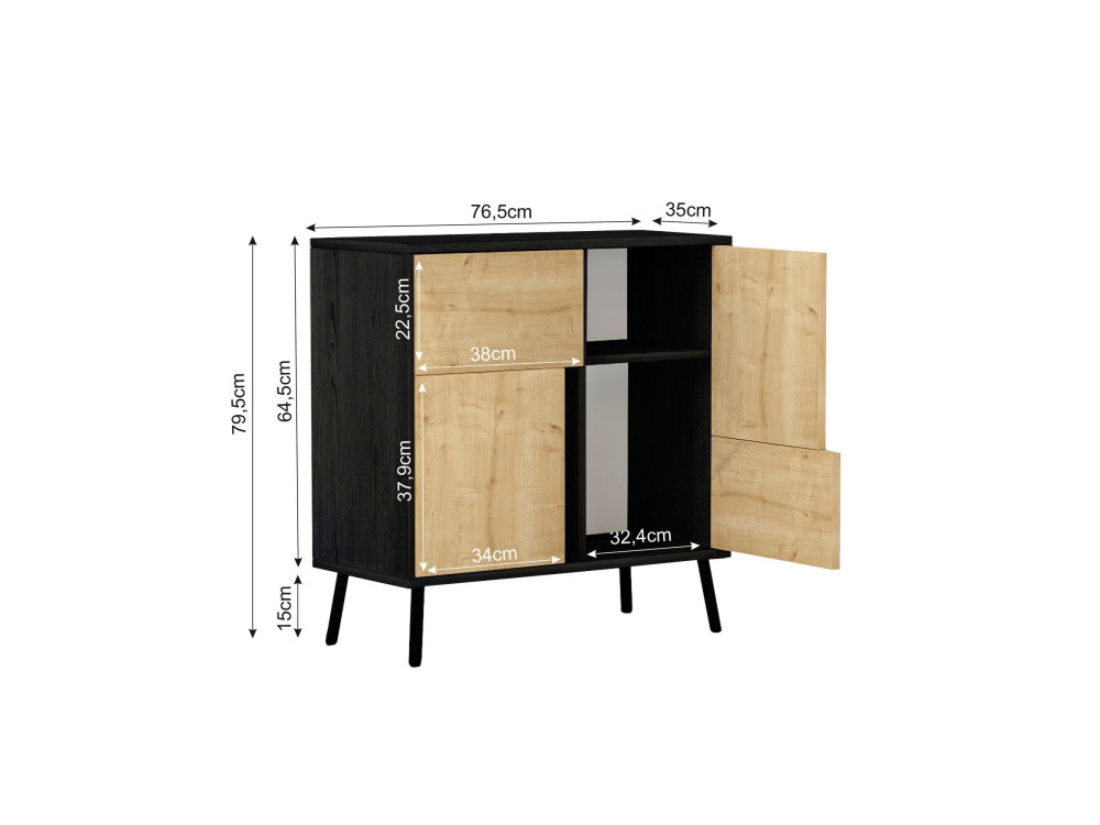 Armadio multiuso in legno "Darien" - 76,5 x 35 x 79,5 cm - Legno nero