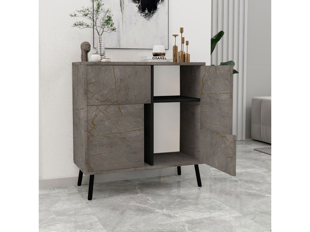Mobile multiuso in legno "Darien" - 76,5 x 35 x 79,5 cm - Marmo