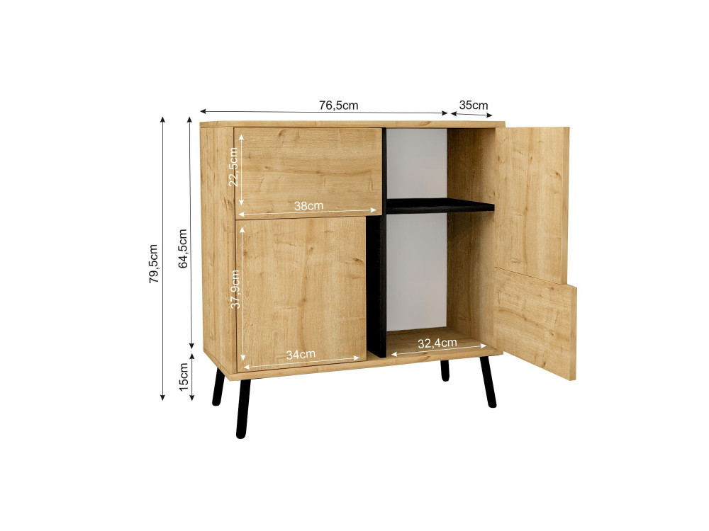 Credenza in legno "Darien" - 76 x 35 x 79 cm - Beige