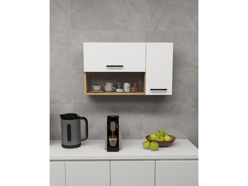 Credenza in legno "Akasya" - 90 x 24 x 52 cm - Bianco