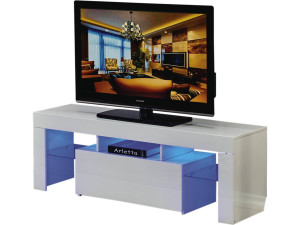 Mobile TV Led BORDA - 130 x 34 x 45 cm - Bianco laccato
