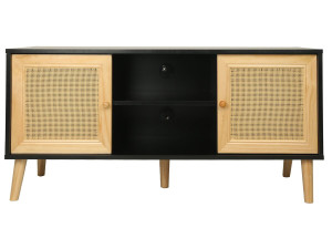 Mobile TV scandinavo in canna "Iguana" - 120 x 30 x 56,5 cm - Nero