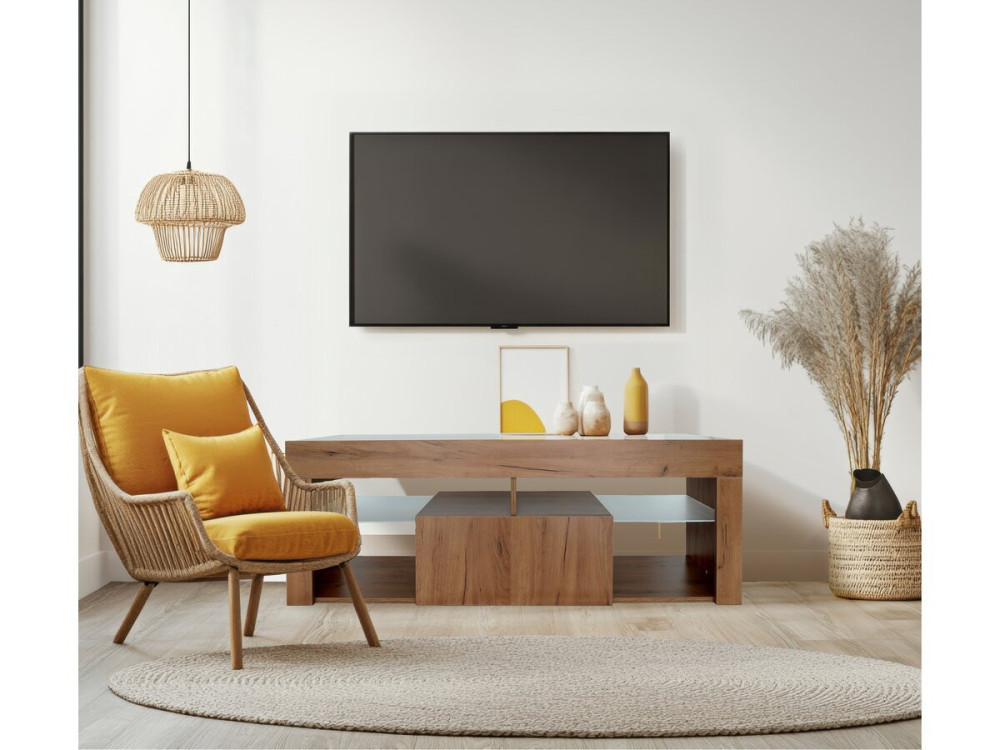 Mobile TV di design in legno "Hugo" - 140 x 40 x 50 cm - Marrone