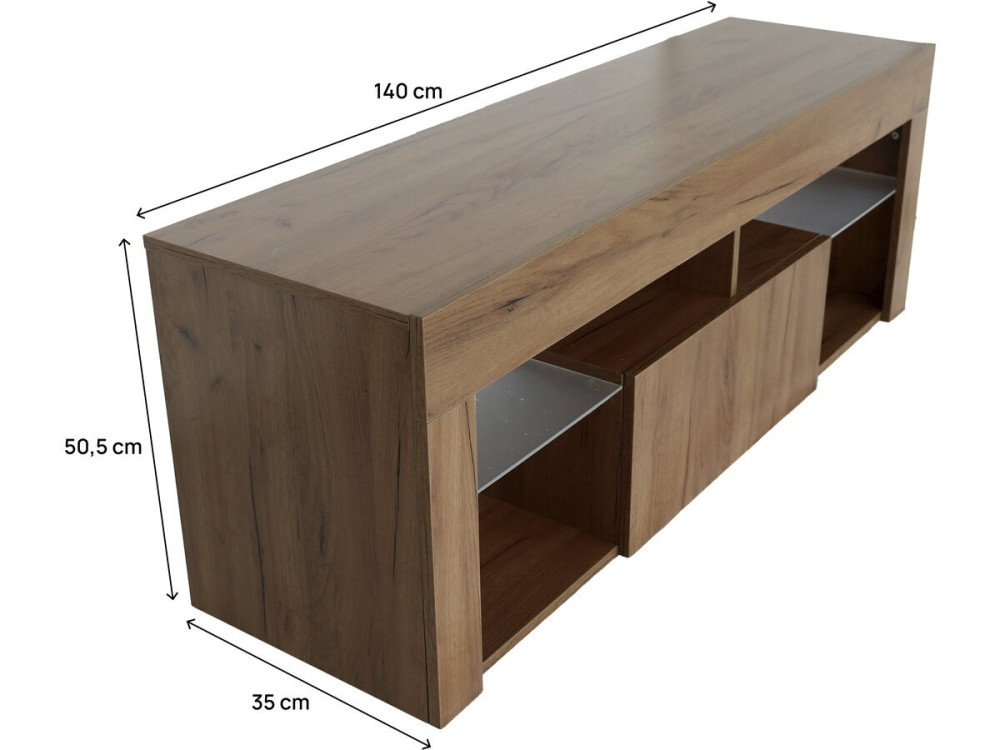Mobile TV di design in legno "Hugo" - 140 x 40 x 50 cm - Marrone