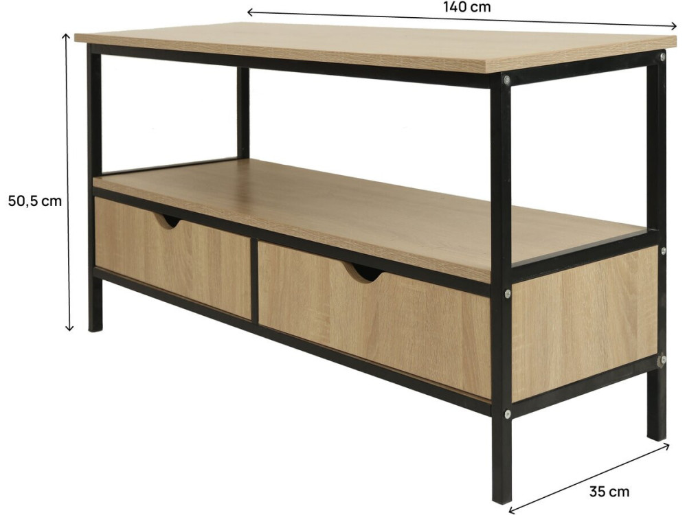 Mobile TV in stile industriale con cassetto "Detroit" - 113 x 40 x 55 cm - Beige