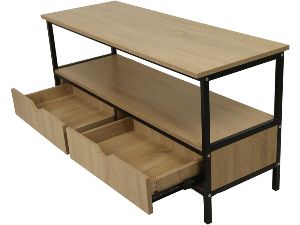 Mobile TV in stile industriale con cassetto "Detroit" - 113 x 40 x 55 cm - Beige