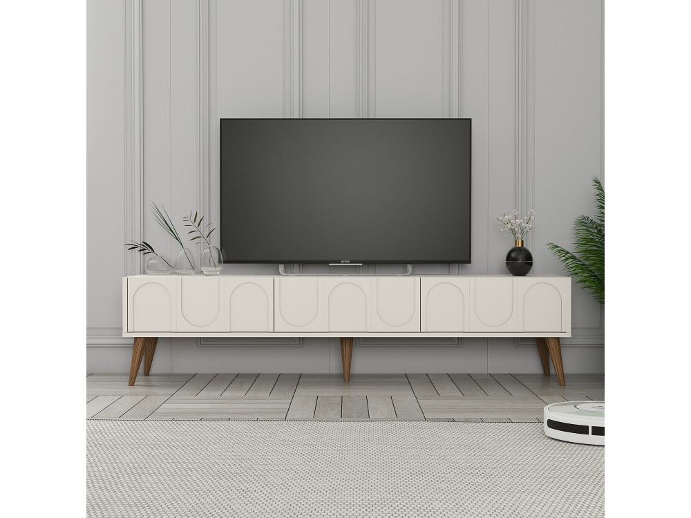 Mobile TV in legno "Lyon" - 180 x 35 x 44 cm - Crema/Noce
