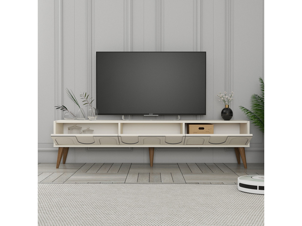 Mobile TV in legno "Lyon" - 180 x 35 x 44 cm - Crema/Noce