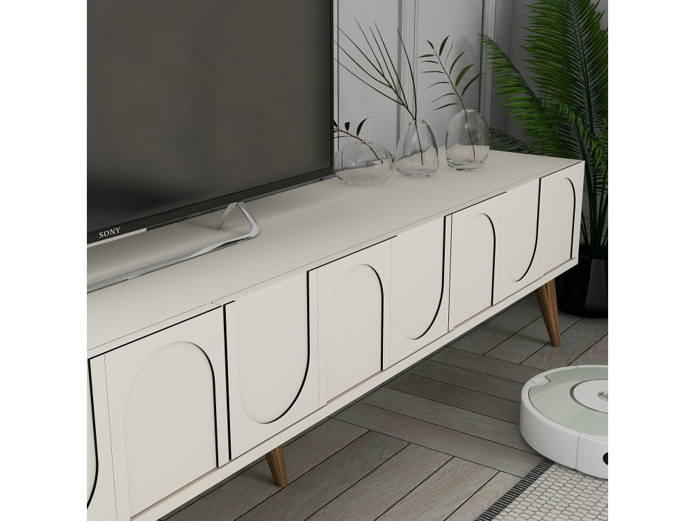 Mobile TV in legno "Lyon" - 180 x 35 x 44 cm - Crema/Noce