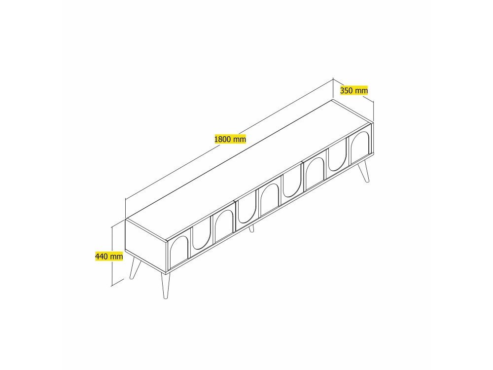 Mobile TV in legno "Lyon" - 180 x 35 x 44 cm - Crema/Noce