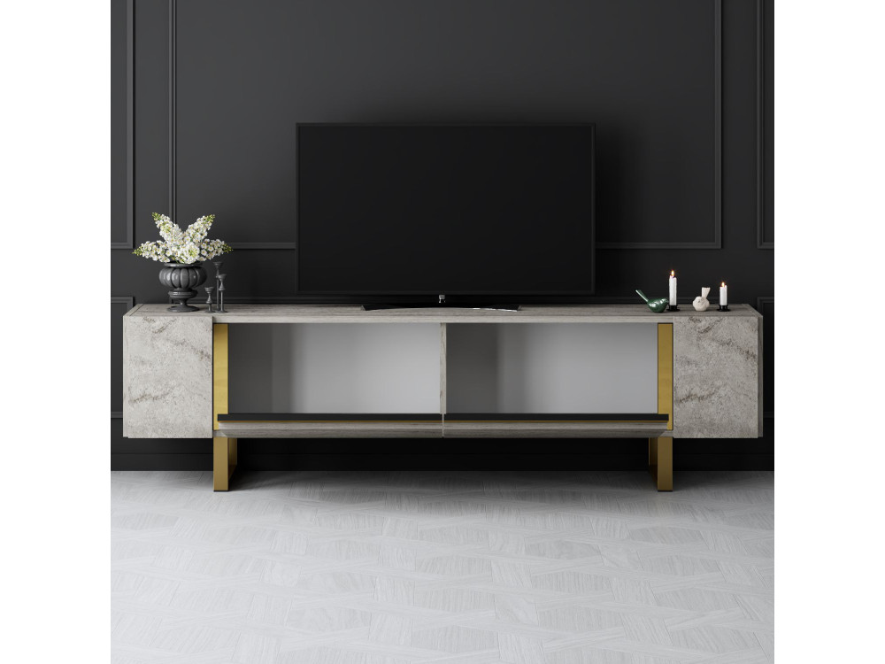 Porta TV in legno "Yildiz" - 180 x 30 x 50 cm - TravertinOr