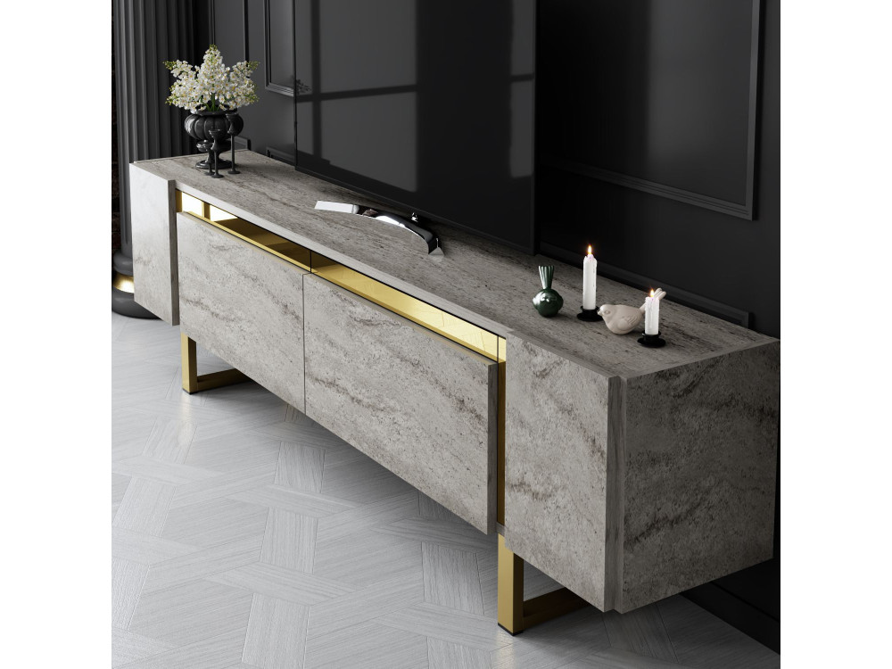 Porta TV in legno "Yildiz" - 180 x 30 x 50 cm - TravertinOr