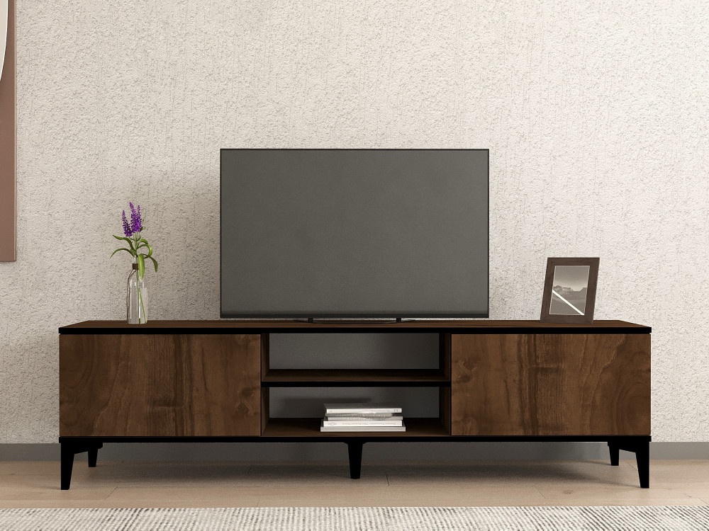 Porta TV in legno "Erem" - 180 x 40 x 45 cm - NoceNero