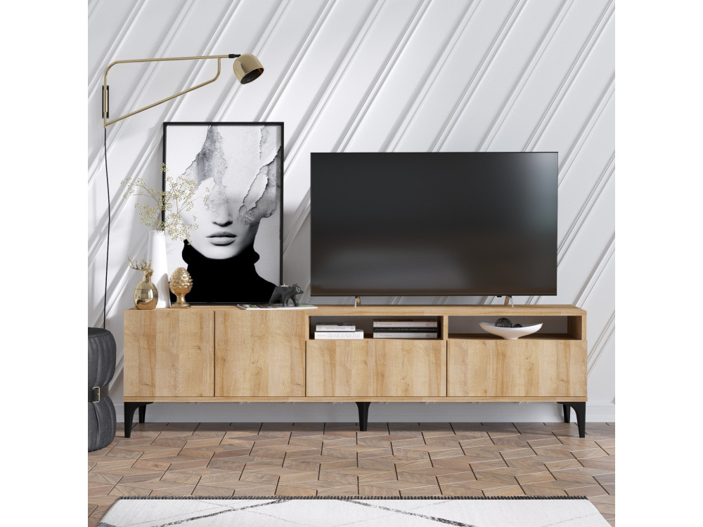 Porta TV in legno "Ross" - 180 x 35 x 52 cm - Rovere