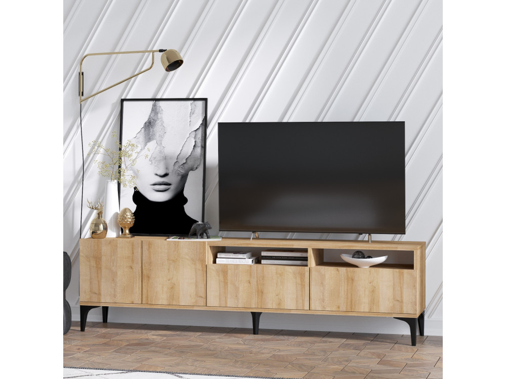 Porta TV in legno "Ross" - 180 x 35 x 52 cm - Rovere