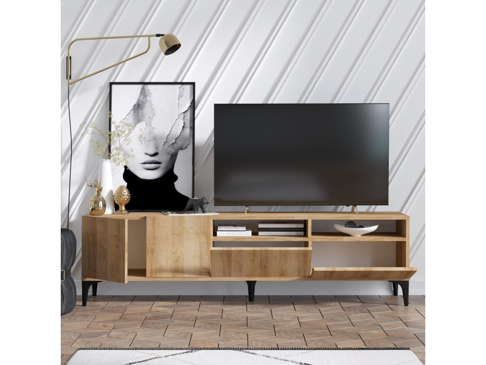 Porta TV in legno "Ross" - 180 x 35 x 52 cm - Rovere
