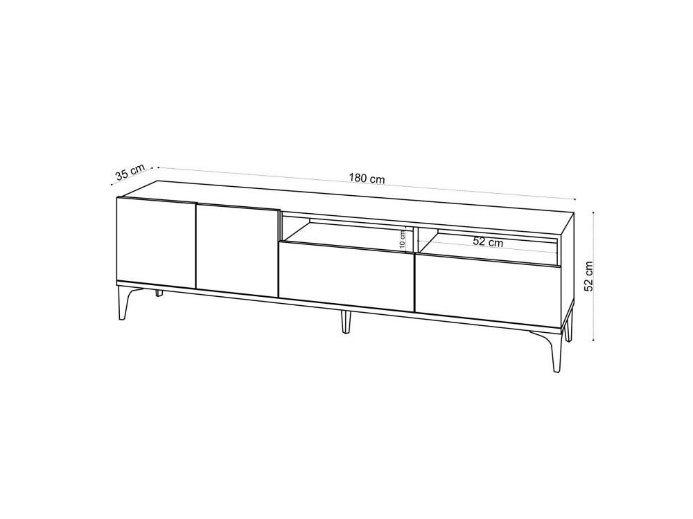 Porta TV in legno "Ross" - 180 x 35 x 52 cm - Rovere