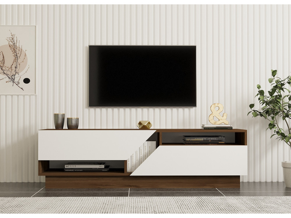 Porta TV in legno "Koza" - 160 x 40 x 45 cm - NoceBianco