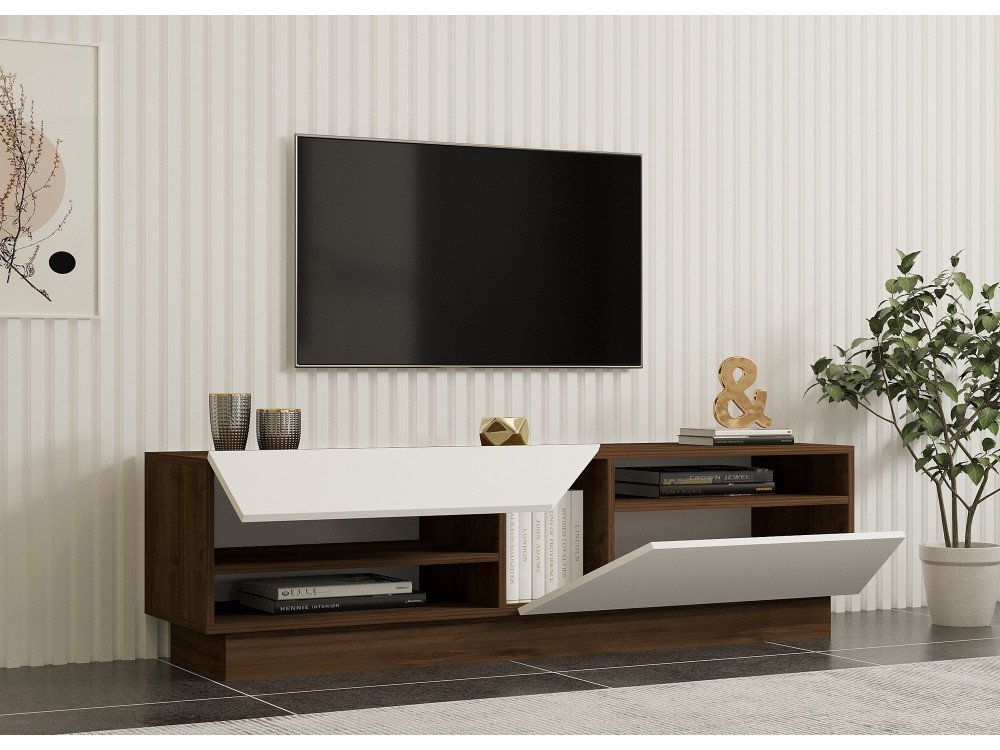 Porta TV in legno "Koza" - 160 x 40 x 45 cm - NoceBianco