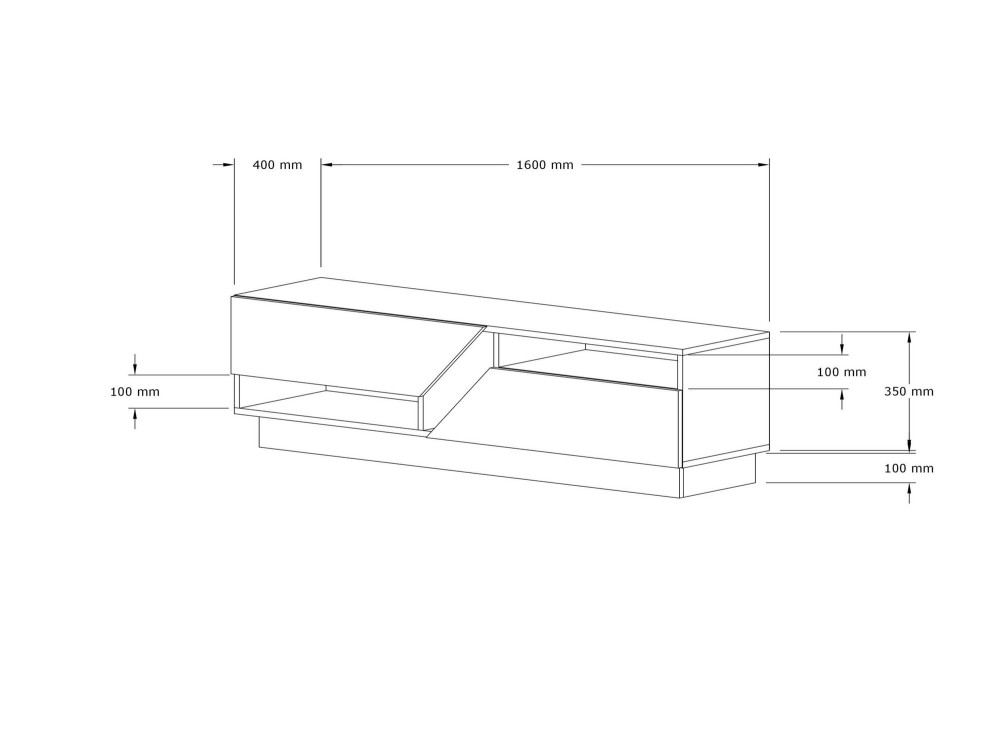 Porta TV in legno "Koza" - 160 x 40 x 45 cm - NoceBianco