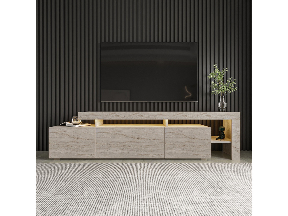 Porta TV in legno "Beliz" - 192 x 37 x 53 cm - Travertino
