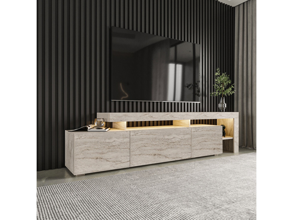 Porta TV in legno "Beliz" - 192 x 37 x 53 cm - Travertino